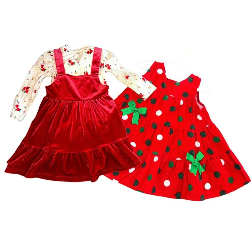 Girl Clothing Lot 3pc Size 18 months EUC mixed lot Holiday Theme Dresses